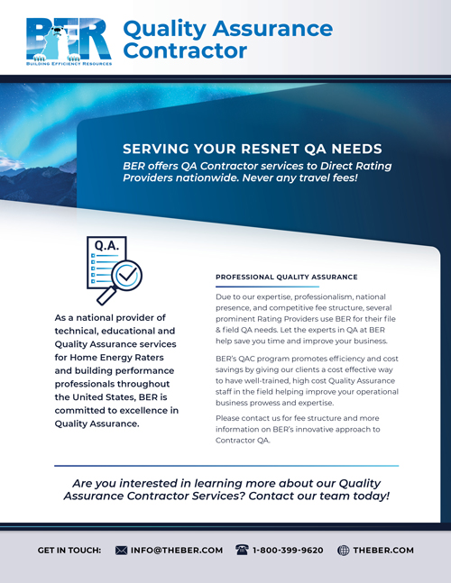 Preview image of BER's QA Contractor information flyer.