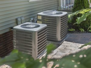 Residential HVAC unit outside of a home.